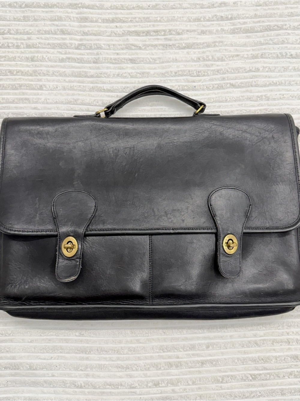 Vintage Coach Black Leather Briefcase - Men's Professional Bag